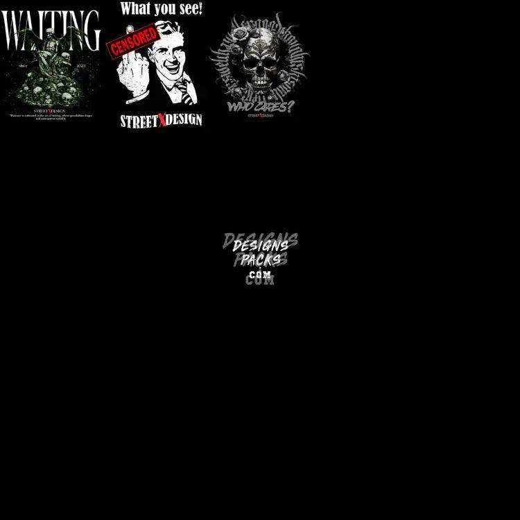 200 Mixed Streetwear Designs Bundle Png + Psd