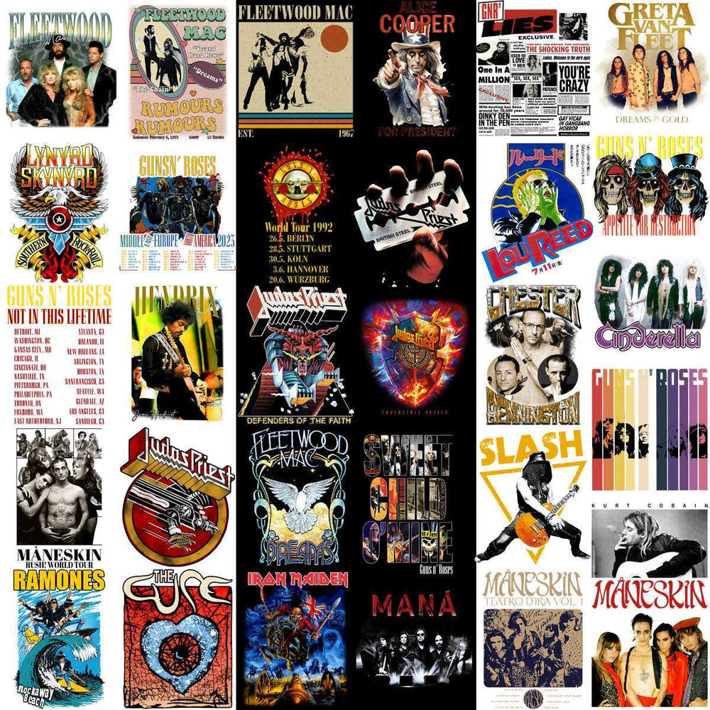 200 Rock Heavy Metal V8 Music Designs Bundle PNG