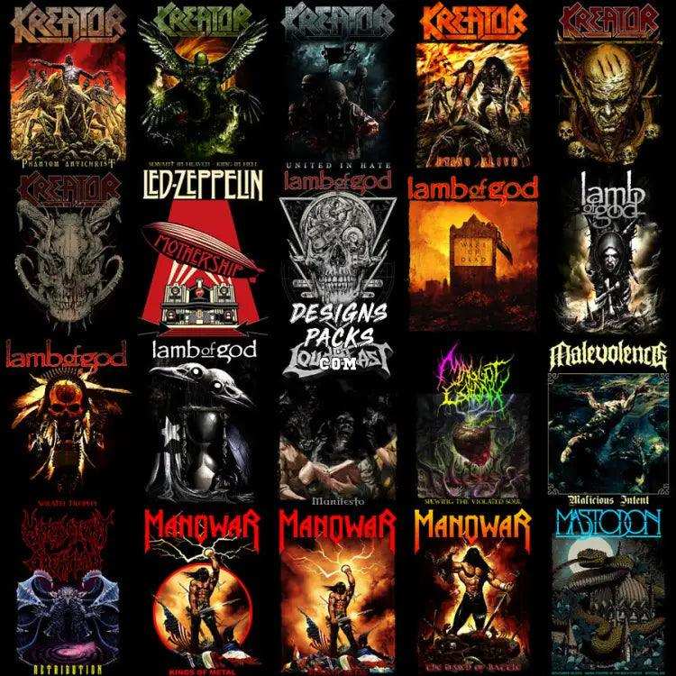 200 Rock Heavy Metal V5 Halftone Designs Bundle Png