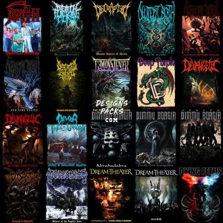 200 Rock Heavy Metal V5 Halftone Designs Bundle Png