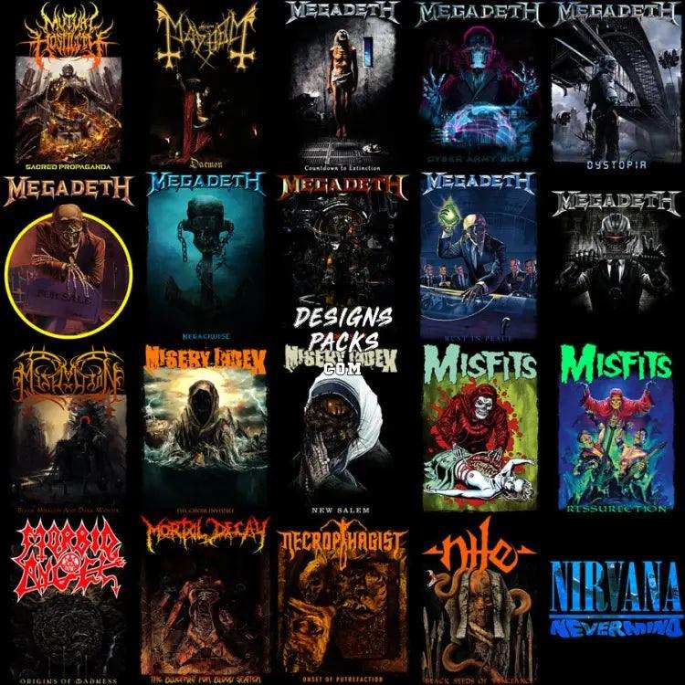 200 Rock Heavy Metal V5 Halftone Designs Bundle Png