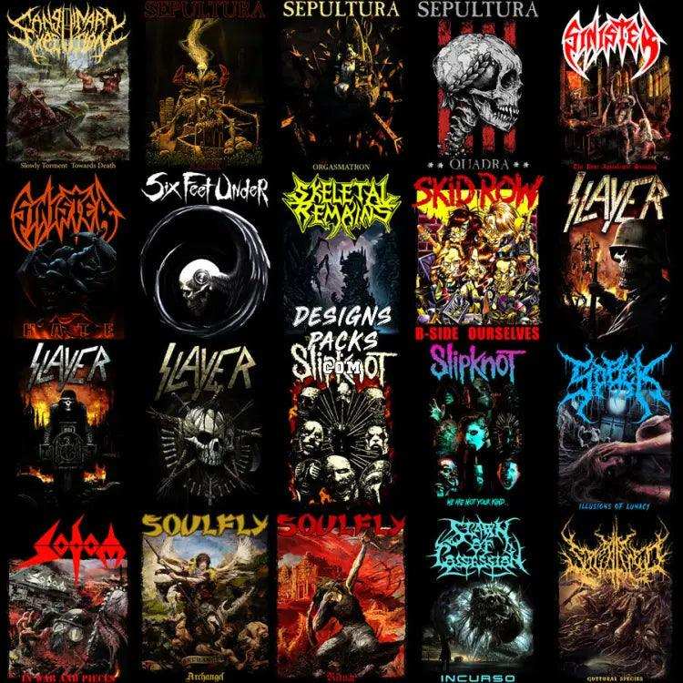 200 Rock Heavy Metal V5 Halftone Designs Bundle Png