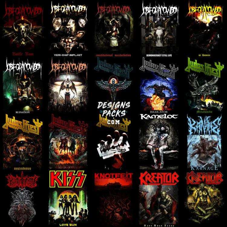 200 Rock Heavy Metal V5 Halftone Designs Bundle Png