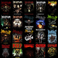 Load image into Gallery viewer, 200 Rock Heavy Metal V5 Halftone Designs Bundle Png
