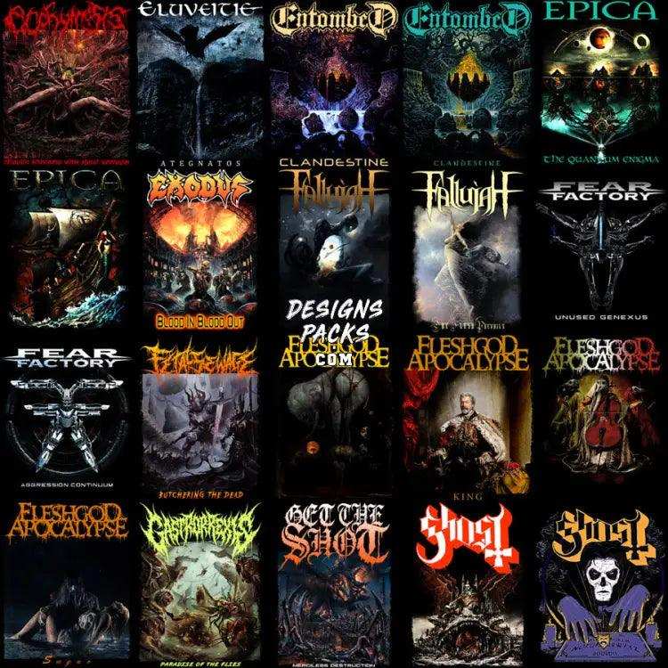 200 Rock Heavy Metal V5 Halftone Designs Bundle Png