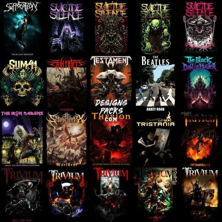 200 Rock Heavy Metal V5 Halftone Designs Bundle Png