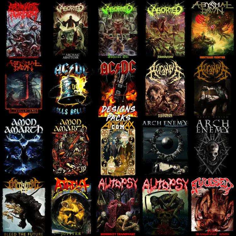 200 Rock Heavy Metal V5 Halftone Designs Bundle Png