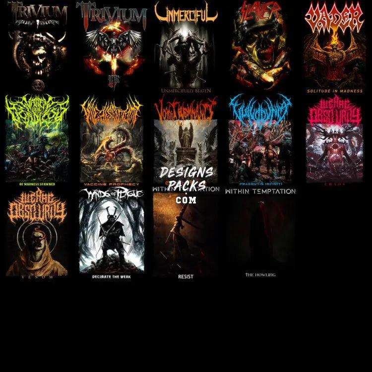 200 Rock Heavy Metal V5 Halftone Designs Bundle Png