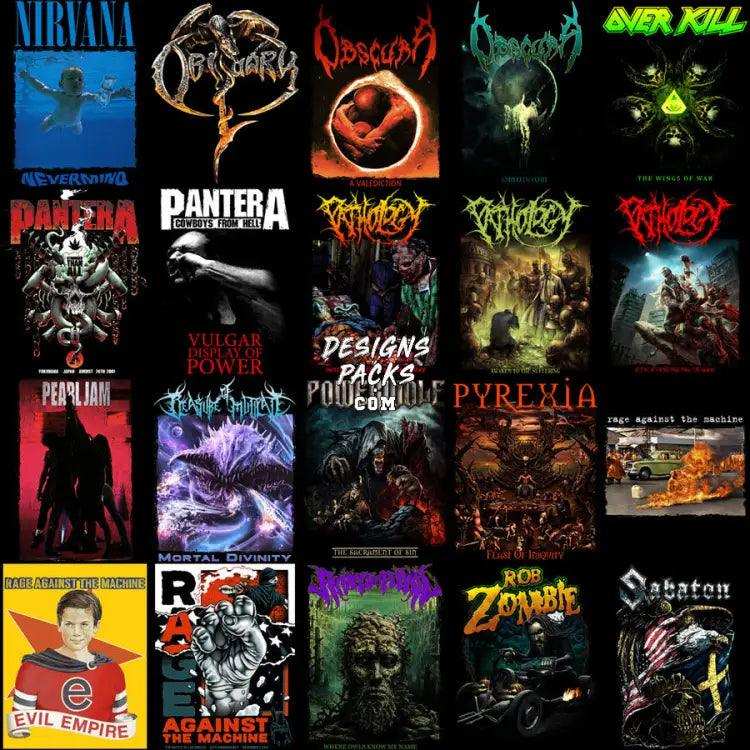 200 Rock Heavy Metal V5 Halftone Designs Bundle Png