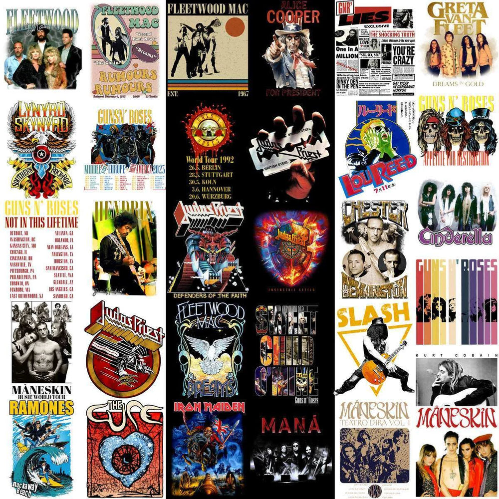 200 Rock Heavy Metal V8 Music Designs Bundle PNG