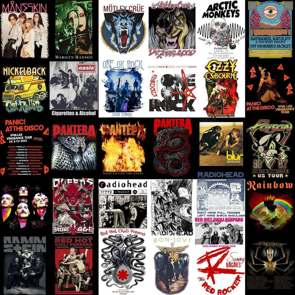 200 Rock Heavy Metal V8 Music Designs Bundle PNG