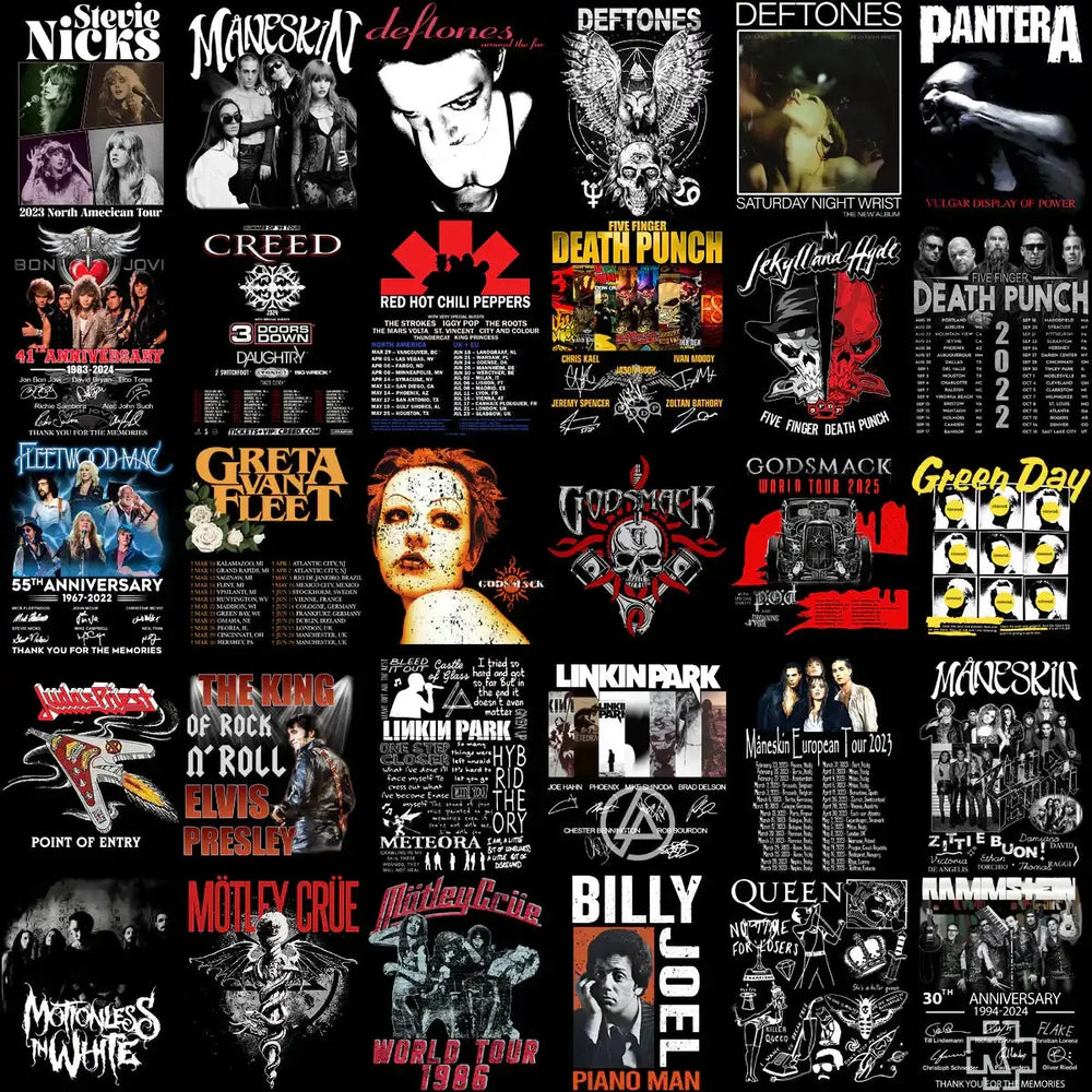 200 Rock Heavy Metal V8 Music Designs Bundle PNG