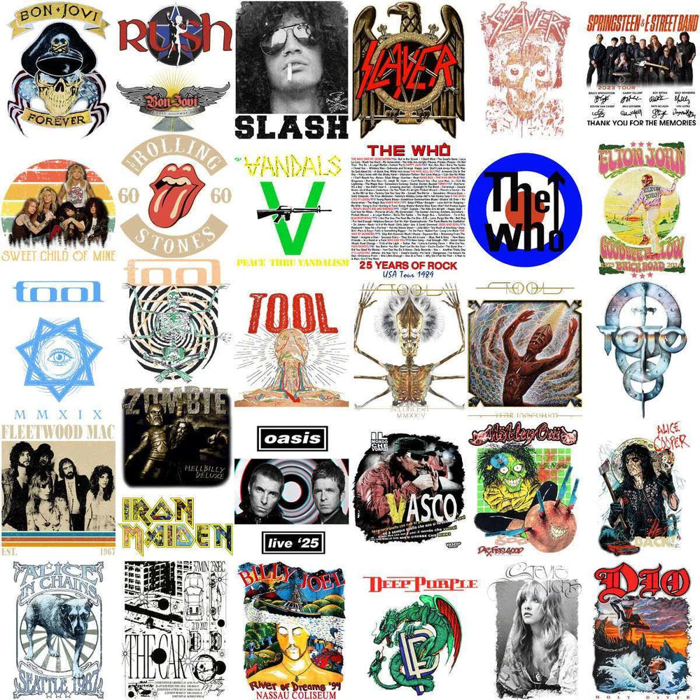 200 Rock Heavy Metal V8 Music Designs Bundle PNG