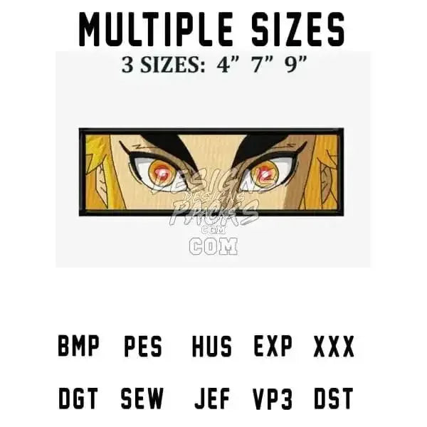 Boxed Eyes of Rengoku Kyojuro Anime Embroidery Design