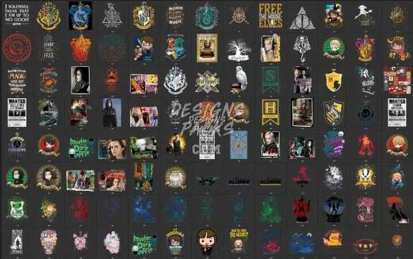Harry Potter-themed DTF/DTG and embroidery designs bundle with print-ready PNG, PES, SVG files