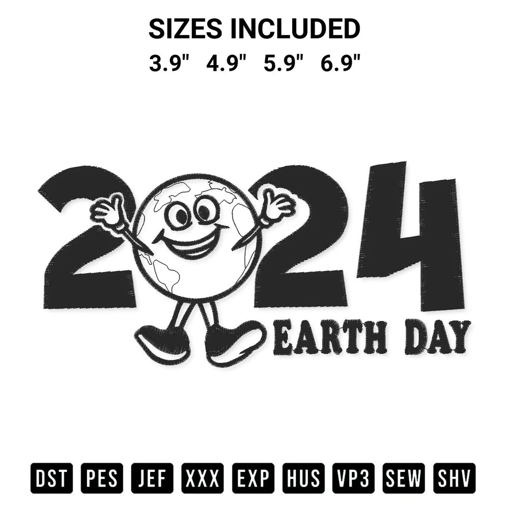 2024 Earth Day Embroidery Design