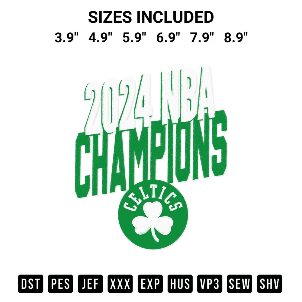2024 Nba Champions Boston Celtics Embroidery Design