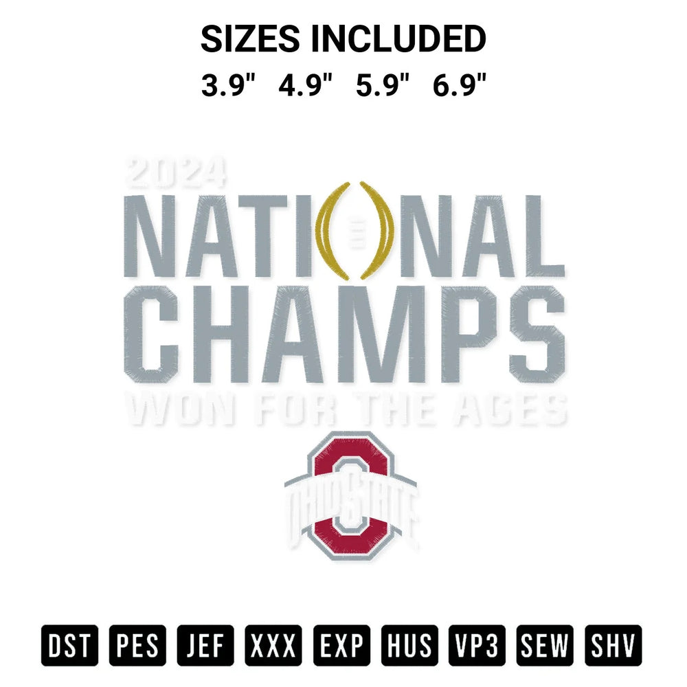 2024 Ohio State Buckeyes Won For The Ages National Champions Embroidery Design