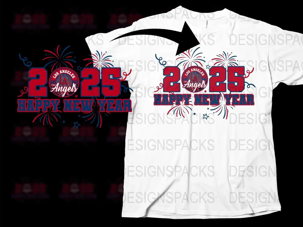 2025 Happy New Year Los Angeles Angels Png Digital Download