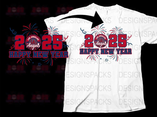 2025 Happy New Year Los Angeles Angels Png Digital Download