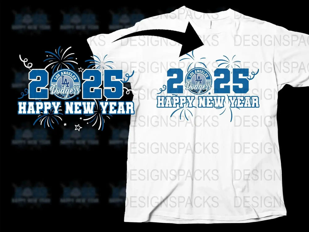 2025 Happy New Year Los Angeles Dodgers Png Digital Download