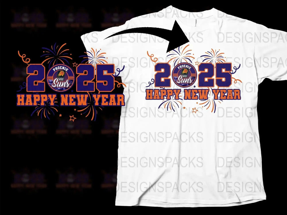 2025 Happy New Year Phoenix Suns Graphic Png Digital Download