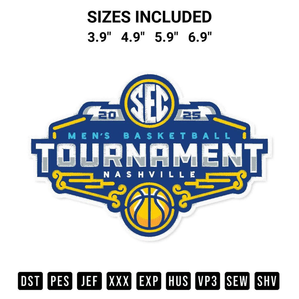 2025 Sec Mens Basketball Tournament Embroidery Design