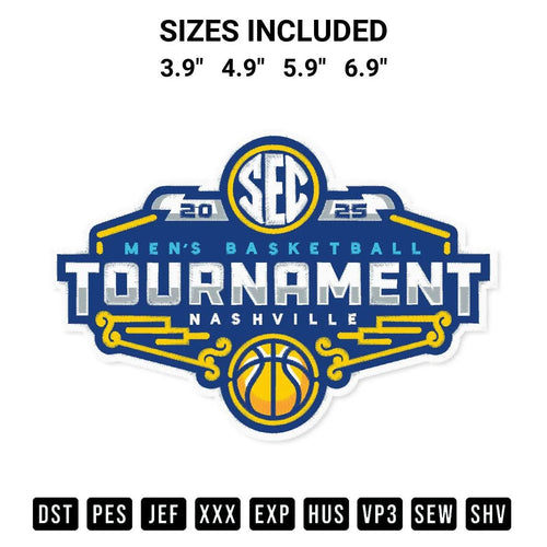 2025 Sec Mens Basketball Tournament Embroidery Design