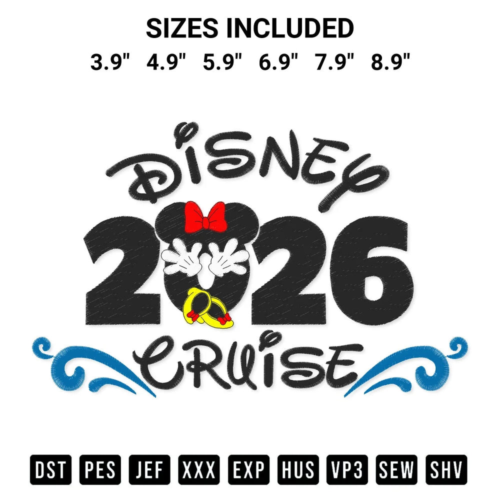 2026 Disney Cruise Minnie Embroidery Design