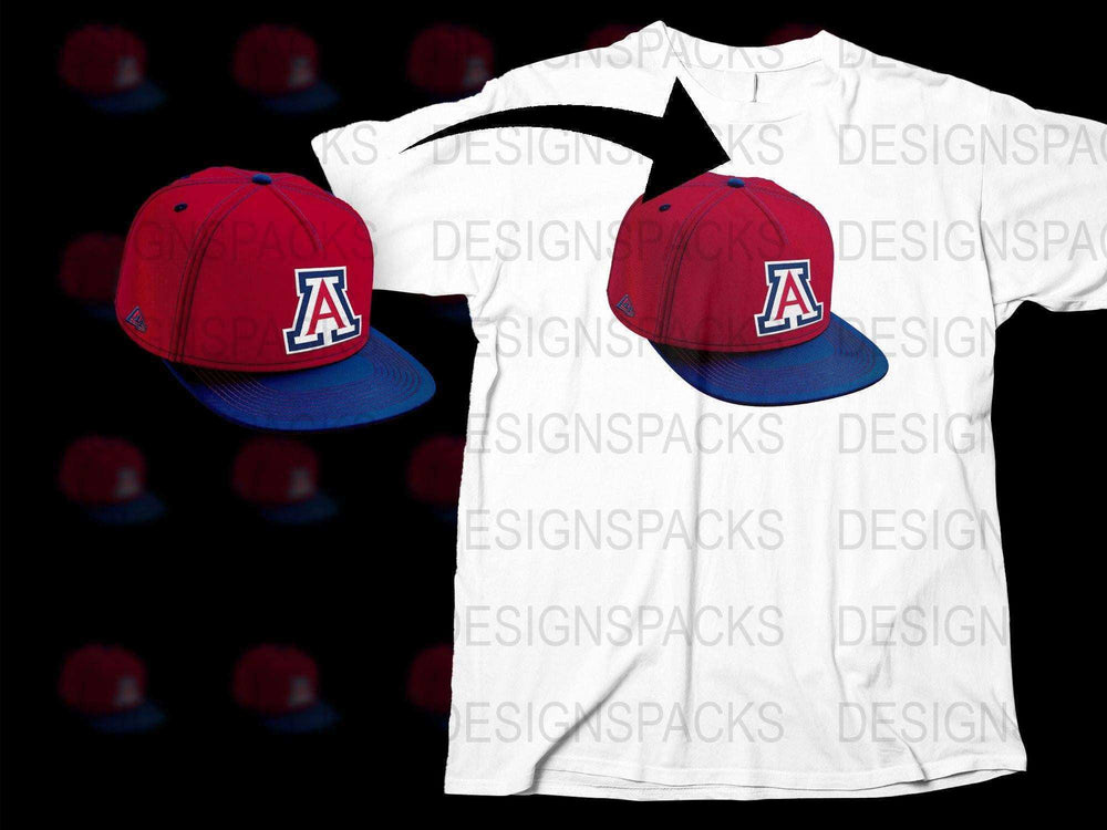 Arizona Letter A Logo Sports Team Cap and Matching T-Shirt Set, Red Blue White