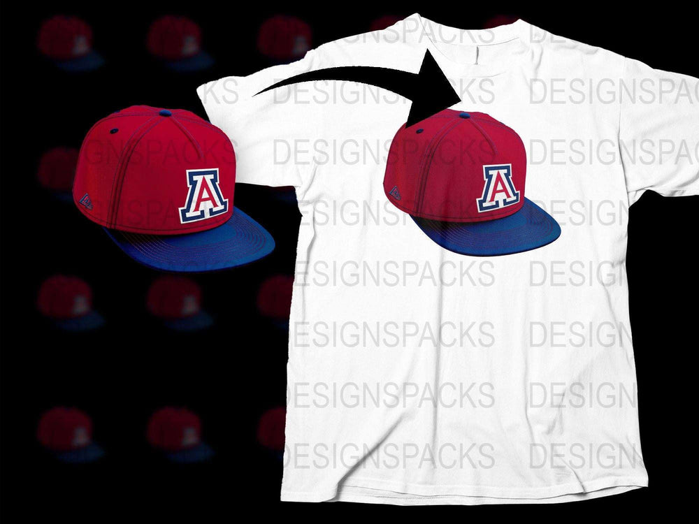 Arizona Letter A Logo Sports Team Cap and Matching T-Shirt Set, Red Blue White