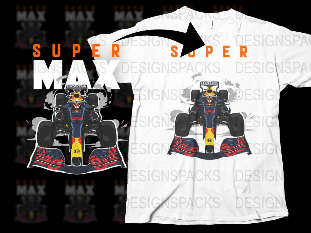 F1 Racing T-Shirt Red Bull Honda Super Max Graphic Tee Motorsport Fan Apparel