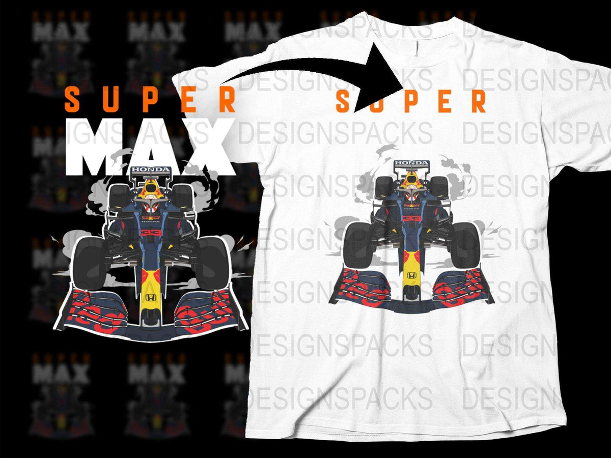 F1 Racing T-Shirt Red Bull Honda Super Max Graphic Tee Motorsport Fan Apparel