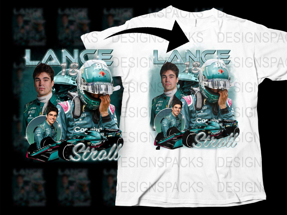 Lance Stroll F1 Racing Theme Graphic T-Shirt, Formula One Driver Print, Unisex Motorsport Tee, Casual Sports Apparel, Collectible Racing