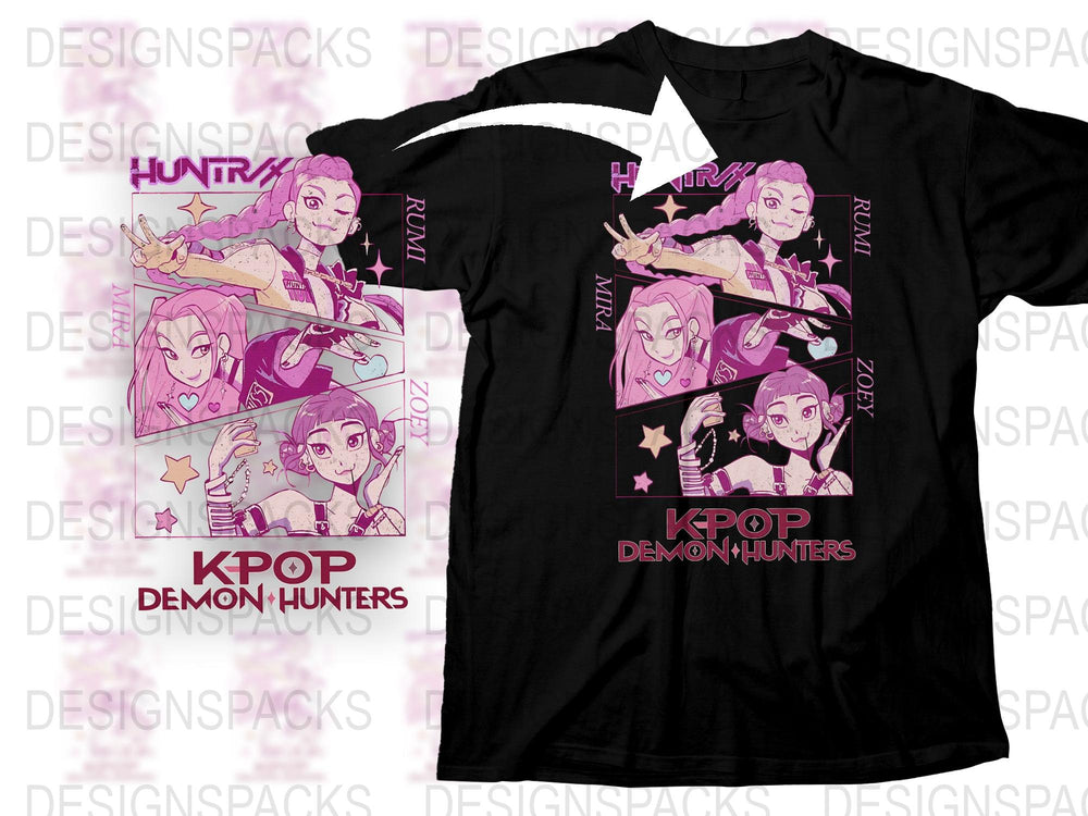 KPop Demon Hunters Anime Inspired T-Shirt, Pink Graphic Tee, Manga Style Casual Wear, Unique Gift for Teens