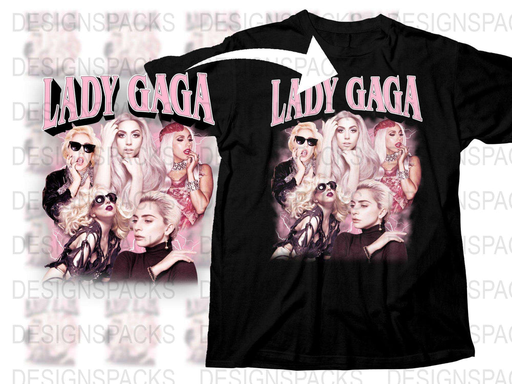 Lady Gaga Inspired T-Shirt, Pop Music Fan Apparel, Multiple Poses Graphic Tee, Gift for Music Lovers