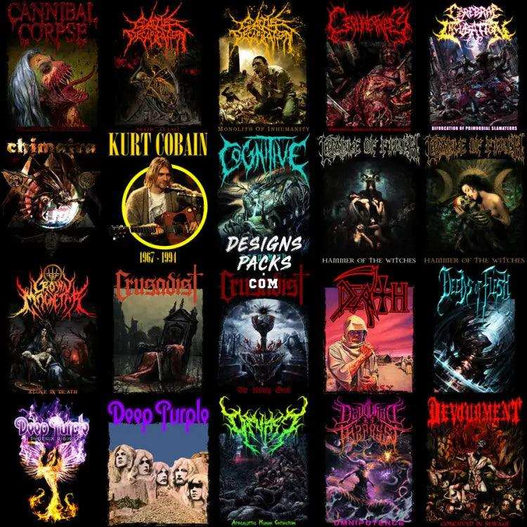 205 Rock Heavy Metal V6 Halftone Designs Bundle Png