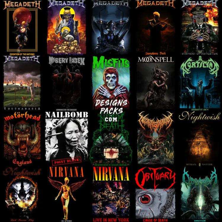 205 Rock Heavy Metal V6 Halftone Designs Bundle Png
