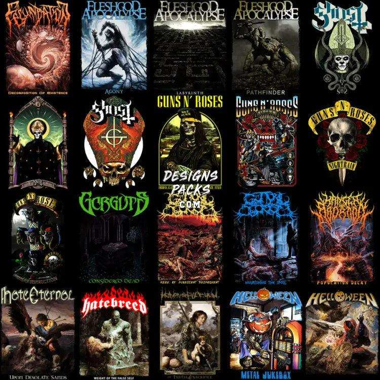 205 Rock Heavy Metal V6 Halftone Designs Bundle Png