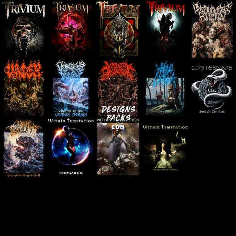 205 Rock Heavy Metal V6 Halftone Designs Bundle Png