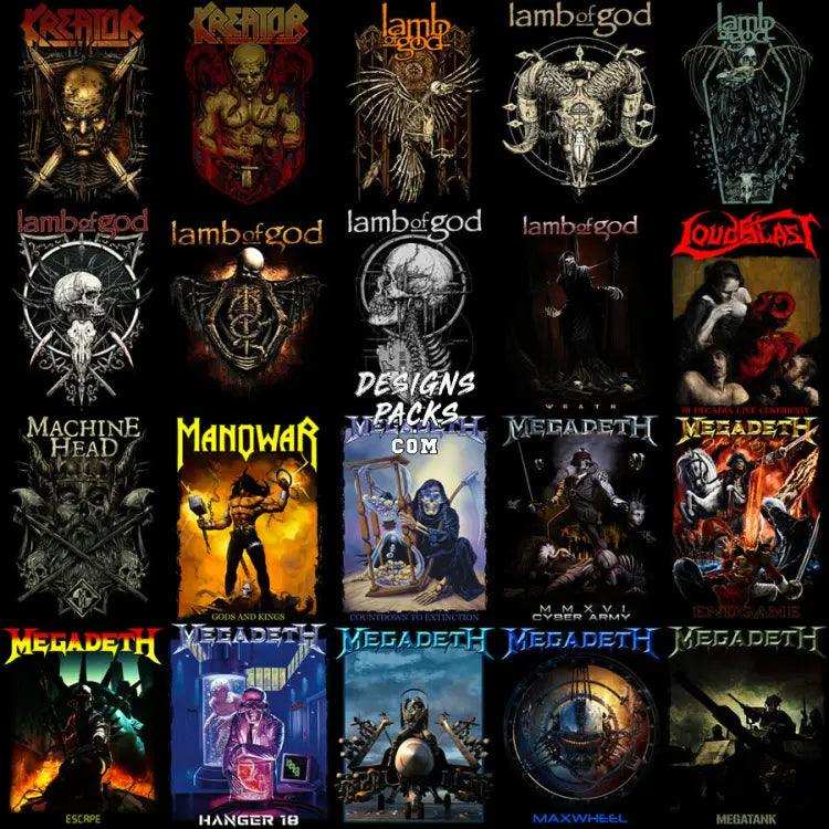 205 Rock Heavy Metal V6 Halftone Designs Bundle Png
