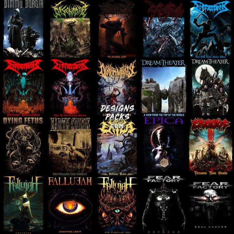 205 Rock Heavy Metal V6 Halftone Designs Bundle Png