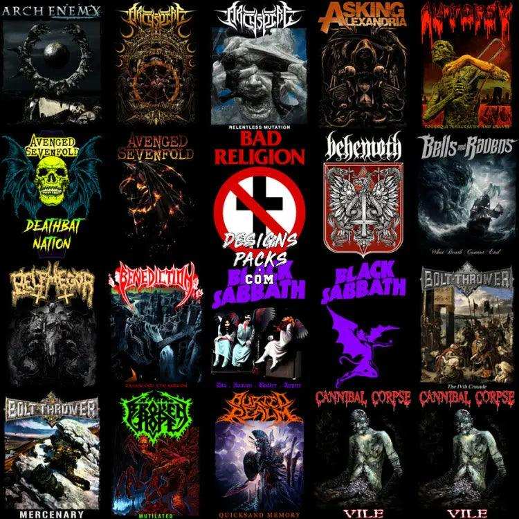 205 Rock Heavy Metal V6 Halftone Designs Bundle Png