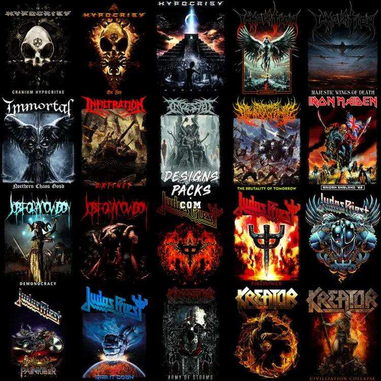 205 Rock Heavy Metal V6 Halftone Designs Bundle Png