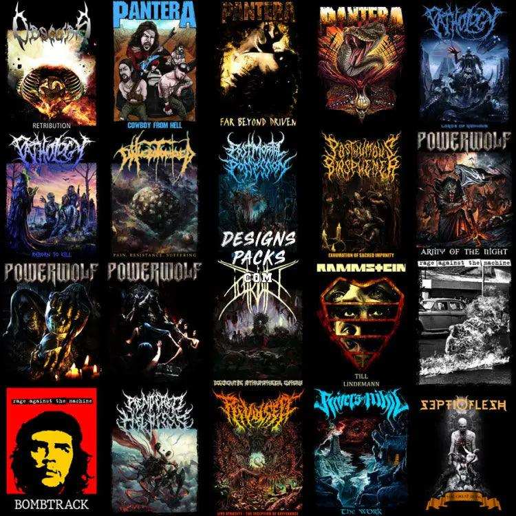 205 Rock Heavy Metal V6 Halftone Designs Bundle Png