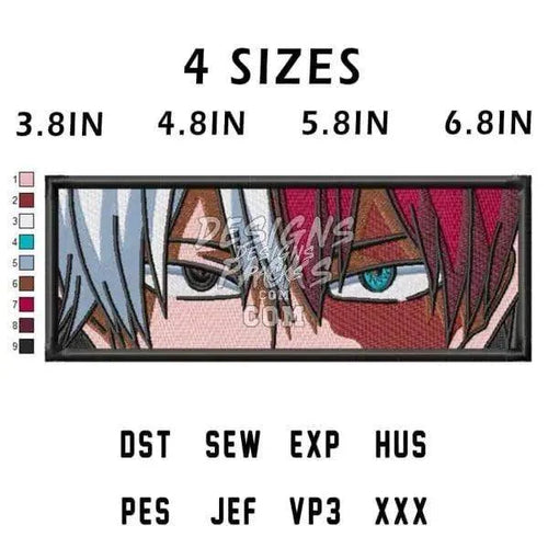 Shoto Todoroki Anime Embroidery Design