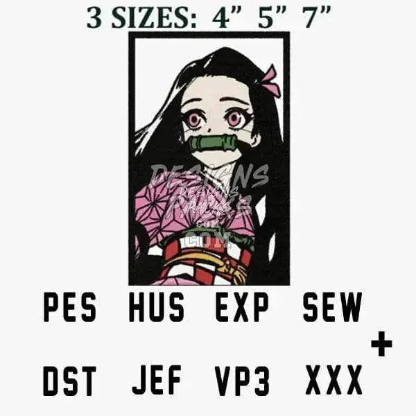 Nezuko Kamado Anime Embroidery Design