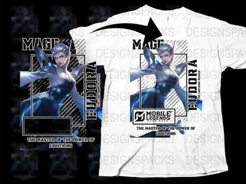 Mobile Legends Mage Eudora Graphic T-Shirt, Lightning Master Design, Unisex Gaming Shirt, Fan Apparel