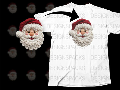 Christmas Santa Claus Face T-Shirt, Festive Holiday Graphic Tee, Unisex Adult Christmas Apparel