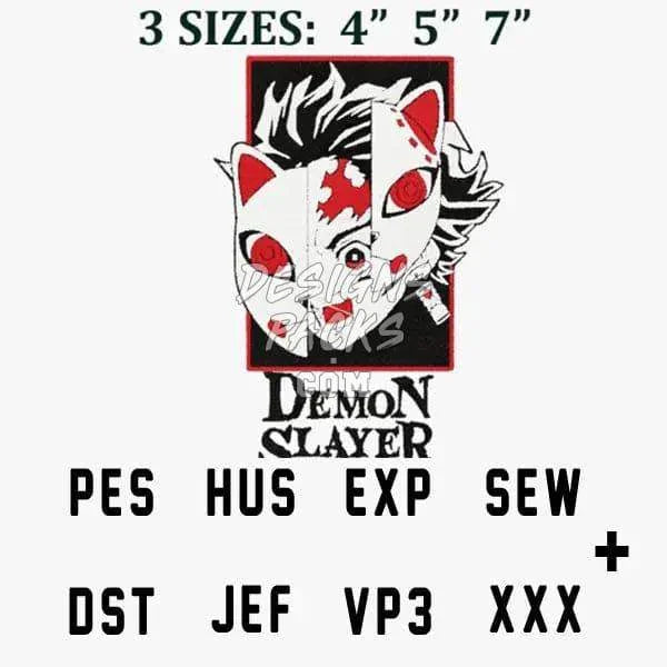 Red Mask Anime Embroidery Design